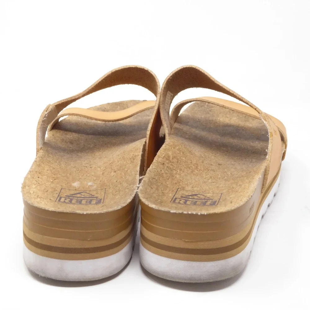 Reef Womens Sandals Tan Cushion Vista Hi Platform Slides 9